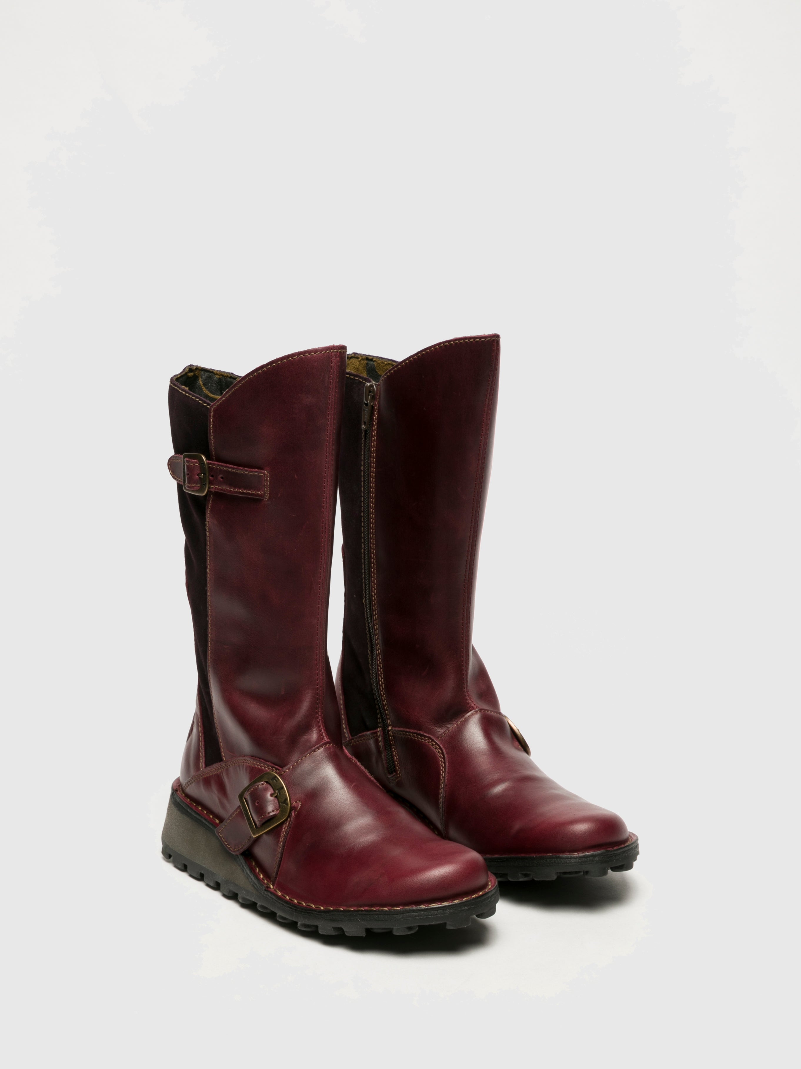 Fly London DarkRed Buckle Boots